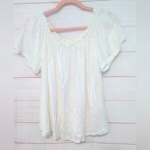 Aritzia Wilfred White 🤍 Linen Off Shoulder Ruffled Top Size Medium